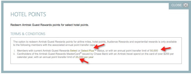amtrak hilton hhonors transfer terms and conditions