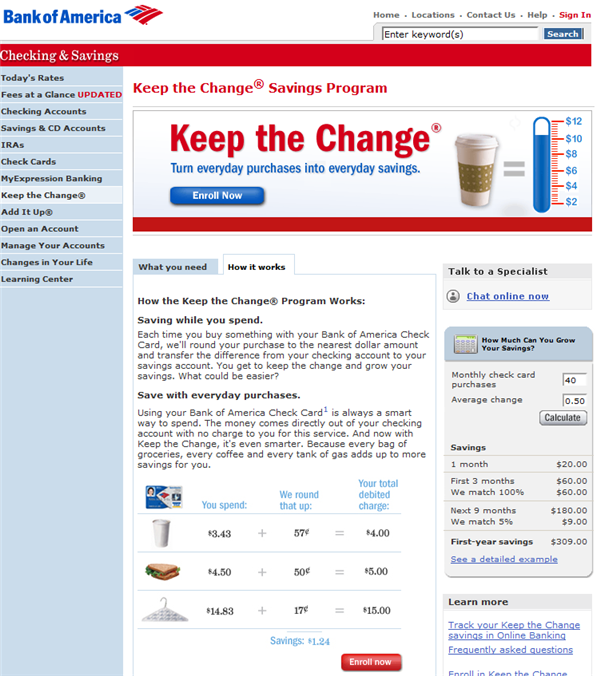 Bank Of America Additup Cash Back Program