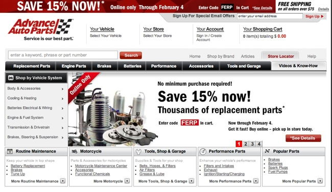 shopdiscover advanced autopart site