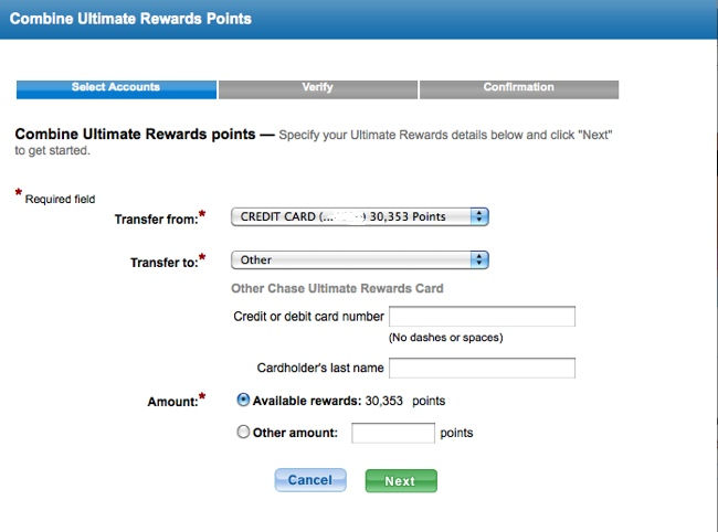 transfer ur points transfer ulimate reward points