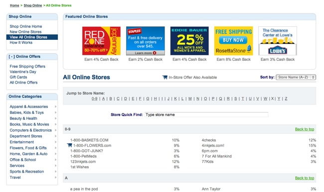 citi bonus cash center online store page